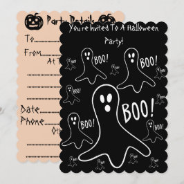 lustige Geister schreien schwarzes Halloween-Party Einladung
