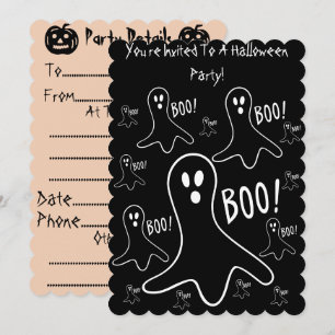 lustige Geister schreien schwarzes Halloween-Party Einladung