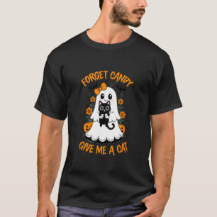 Lustige Geisterschwarze Katze Vergisst Süßigkeiten T-Shirt