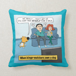 Lustige Gelage-Beobachter und ihr Hund Kissen