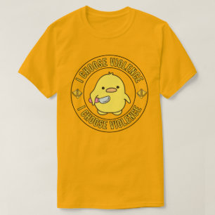 Lustige gelbe Ente mit Messer T-Shirt