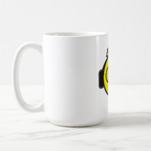 Lustige gelbe Gesichtskopfhörer Kaffeetasse