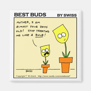 Lustige gelbe Tulpen Mutter und Tochter-Cartoon Magnet