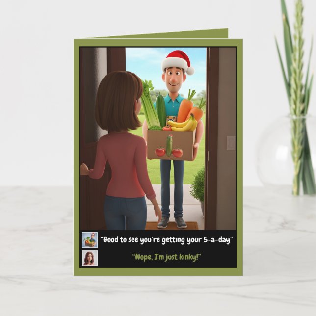 Lustige Gemüse Weihnachten Karte (Vorderseite)