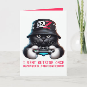 Lustige Gen Z-Gamer-Schwarze Katze Karte