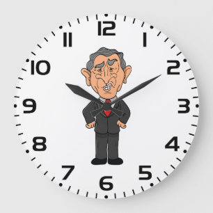 Lustige George W. Bush politische Karikatur Große Wanduhr