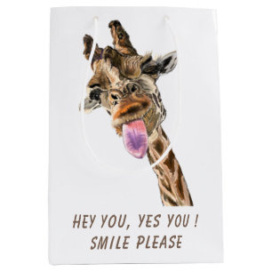Lustige Geschenktüte mit verspielter Giraffe - Läc