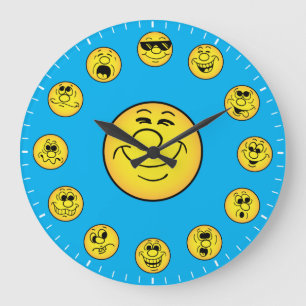 Lustige Gesichter & Ausdrücke in gelben Emojis Große Wanduhr