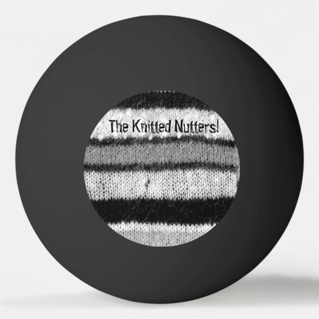 lustige gestrickte schwarz-weiße Streifen Tischtennisball (Vorderseite)