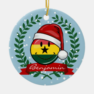 Lustige Ghanian Flaggen-Weihnachtsart Keramik Ornament