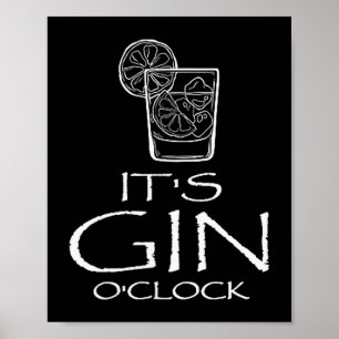 Lustige Gin Tonic Sprüche Oh Es Ist Gin Uhr  Poster
