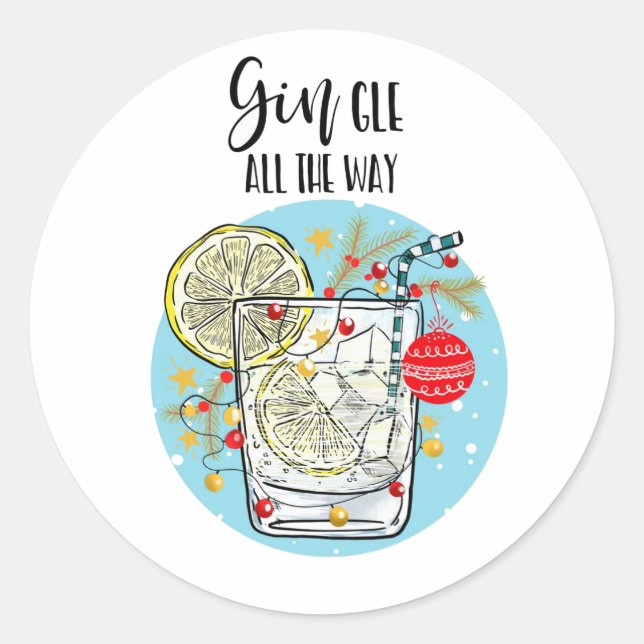 lustige Gin Weihnachts-Card-Jingle Runder Aufkleber (Vorderseite)