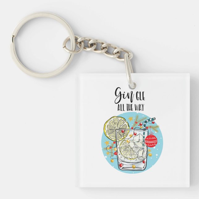 lustige Gin-Weihnachtskarten-Jingle Schlüsselanhänger (Vorderseite)