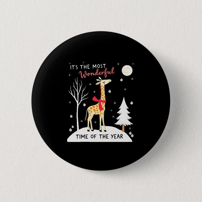 Lustige Giraffe Die Wunderbarste Zeit Weihnachten  Button (Vorderseite)