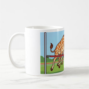 Lustige Giraffe Hochsprung Cartoon Kaffeetasse