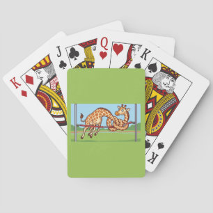 Lustige Giraffe Hochsprung Cartoon Spielkarten