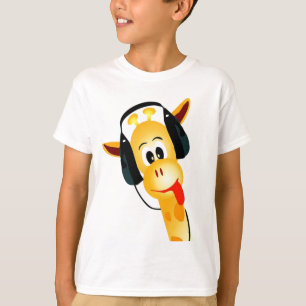 lustige Giraffe mit Kopfhörern T-Shirt