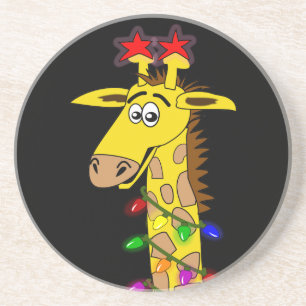 Lustige Giraffe mit Licht-wunderlichem Weihnachten Getränkeuntersetzer