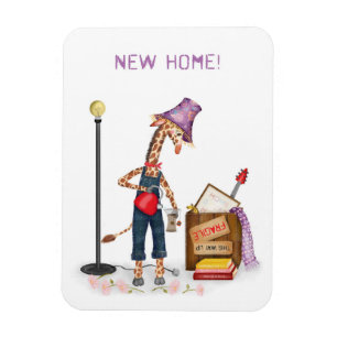 Lustige Giraffe neues Zuhause Magnet