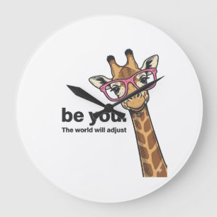 Lustige Giraffe Sei Du Vintage Gravur Shirt Design Große Wanduhr