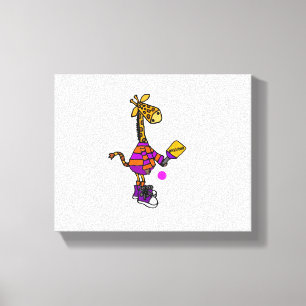 Lustige Giraffe spielt Pickleball  Leinwanddruck