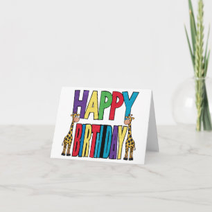 Lustige Giraffe und farbenfroher Block-Geburtstags Karte