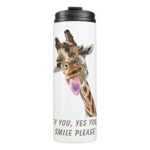 Lustige Giraffe Zunge Raus Catchy Thermotasse Thermosbecher