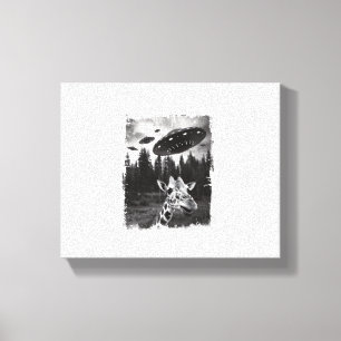 Lustige Giraffen-UFO-Zoo-Tier seltsame Meme-Grafik Leinwanddruck