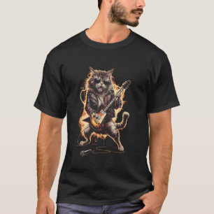 Lustige Gitarre spielende Katze - Rock Katze T-Shirt