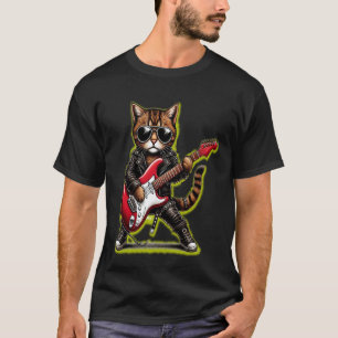 Lustige Gitarre spielende Rockkatze Gitarrenkatze T-Shirt