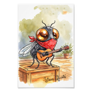 Lustige Gitarren-Fliegen-Kunst Fotodruck