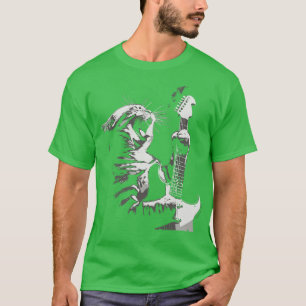 Lustige Gitarrenkatze spielt Gitarre T-Shirt