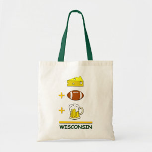 Lustige Gleichung Käse-Fußball-Bier-Wisconsins Tragetasche
