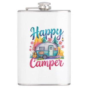 Lustige glückliche Camper Camping Bekleidung Anhän Flachmann