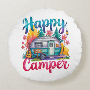 Lustige glückliche Camper Camping Bekleidung Anhän Rundes Kissen