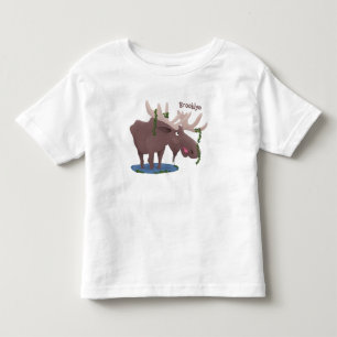 Lustige glückliche Elch-Cartoon-Illustration Kleinkind T-shirt