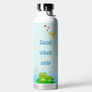 Lustige glückliche Frösche und Gute Laune Text Trinkflasche