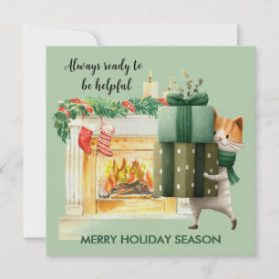 Lustige glückliche Katze glücklicheres Weihnachten Karte
