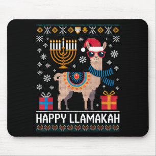 Lustige glückliche Llamakah-Lama mit Menora Mousepad