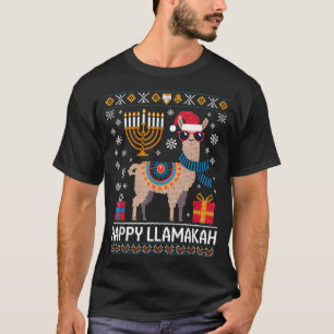 Lustige glückliche Llamakah Lama mit Menora T-Shirt