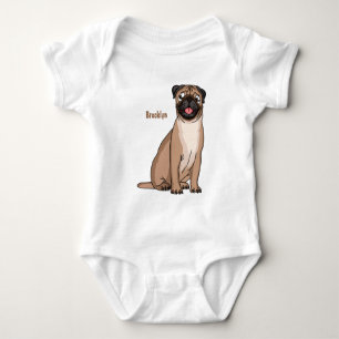 Lustige glückliche Mops-Hund-Comic-Illustration Baby Strampler