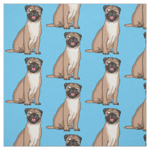 Lustige glückliche Mops-Hund-Comic-Illustration  Stoff