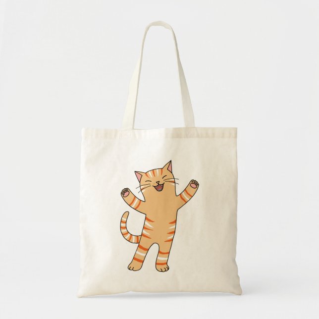 Lustige glückliche orange Tabby-Katzen-niedliche Tragetasche (Vorne)