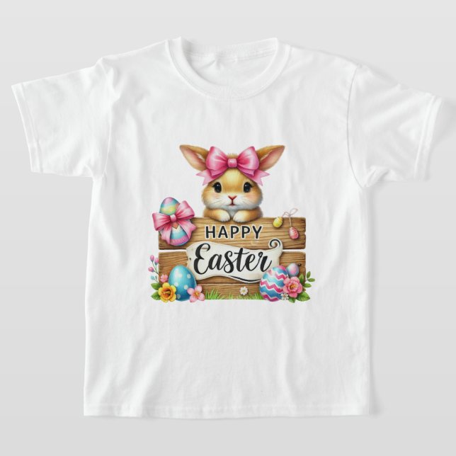 Lustige glückliche Osterhasen Mädchen  T-Shirt (Ablage )