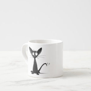 Lustige glückliche schwarze Katzeespresso-Tasse Espressotasse