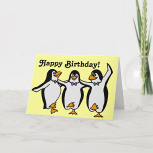 Lustige glückliche tanzende Pinguine Geburtstag Karte