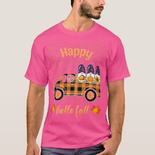 Lustige Gnome halten Kürbis fahren Lastwagen Herbs T-Shirt
