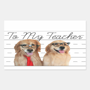 Lustige golden retriever-Lehrer-Anerkennung Rechteckiger Aufkleber