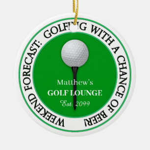 Lustige Golf-Lounge / Bar für das Wochenende Keramik Ornament