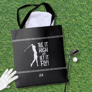 Lustige Golf-Sprüche Modern Schwarz Weiß Tasche